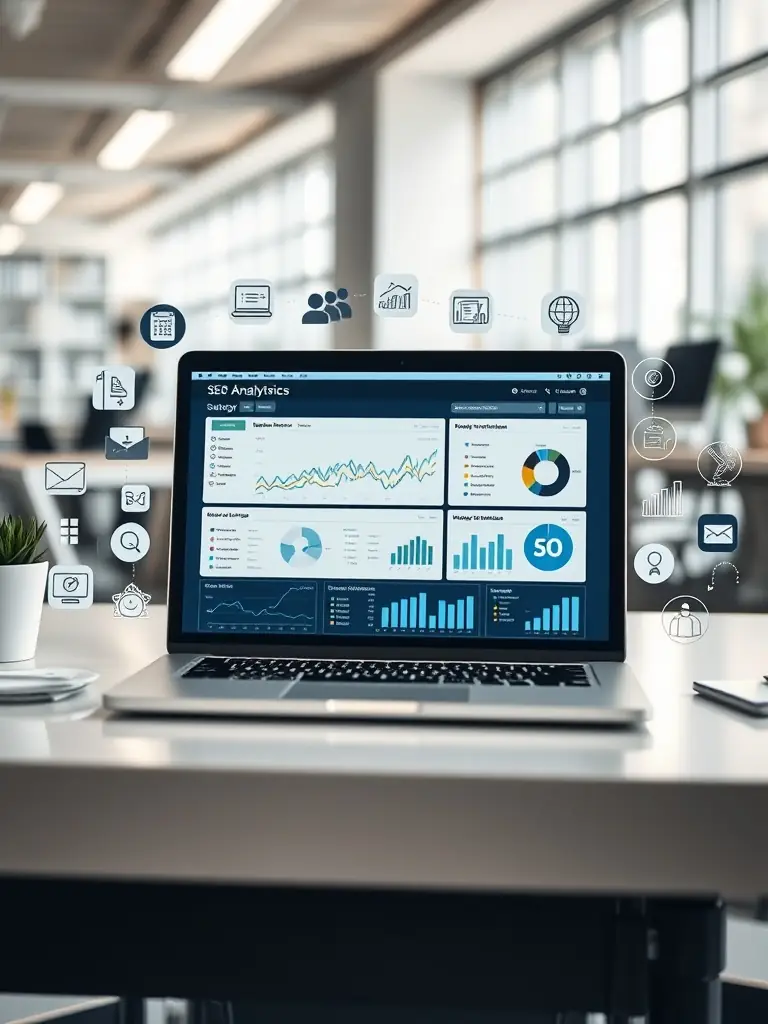 A website with advanced SEO features, showing keyword optimization, meta descriptions, and analytics integration for improved search engine rankings.