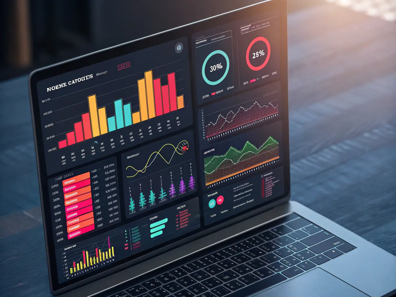 A visually appealing image of a website dashboard with analytics charts and graphs, representing the advanced features and customization options available in the Plus package.
